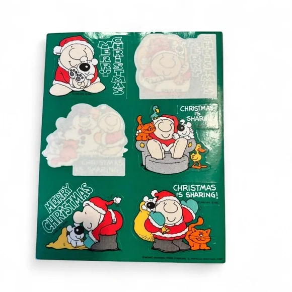 Vintage 90s Ziggy Christmas Is Sharing Stickers Orange Cat American Greetings - Picture 3 of 4